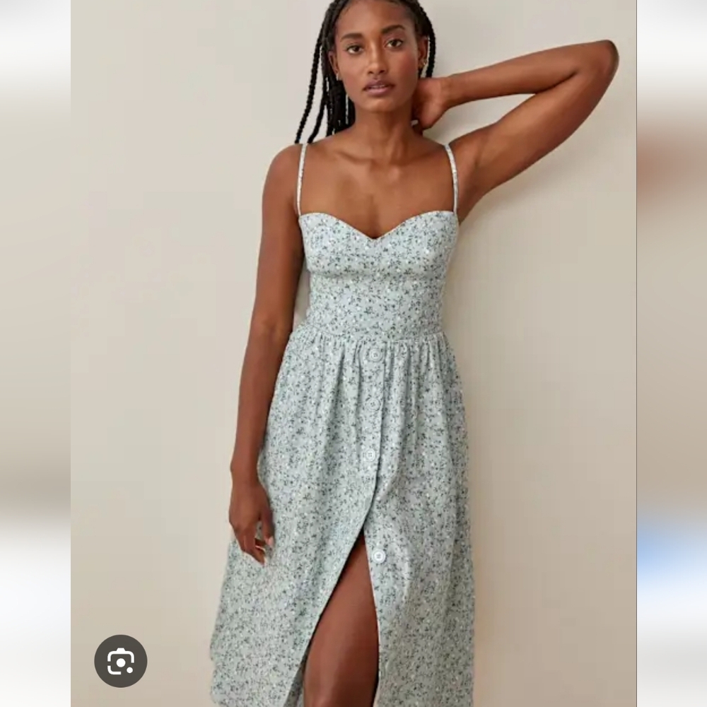 Reformation Light Blue Floral Midi Dress